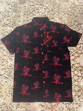 NWT Retro Rifle Men's Neon Print Button Up Shirt